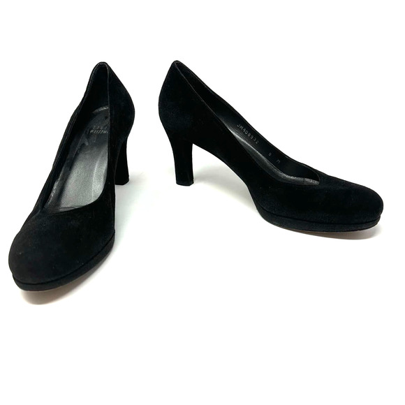 Stuart Weitzman size 8 black‎ suede heels JW408932 M width - Picture 1 of 9